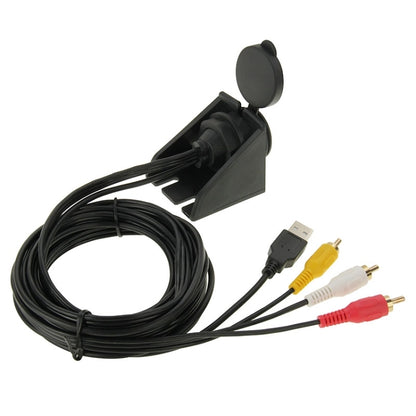 USB 2.0 & 3 RCA Male to USB 2.0 & 3.5mm Female Adapter Cable with Car Flush Mount, Length: 2m, USB 2.0 & 3 RCA Male to USB 2.0 & 3.5mm Female
