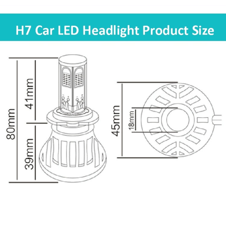 2 PCS H7-5HL-40W 4000lm / 6000K Car LED Headlight, White Light, DC 9-36V, H7