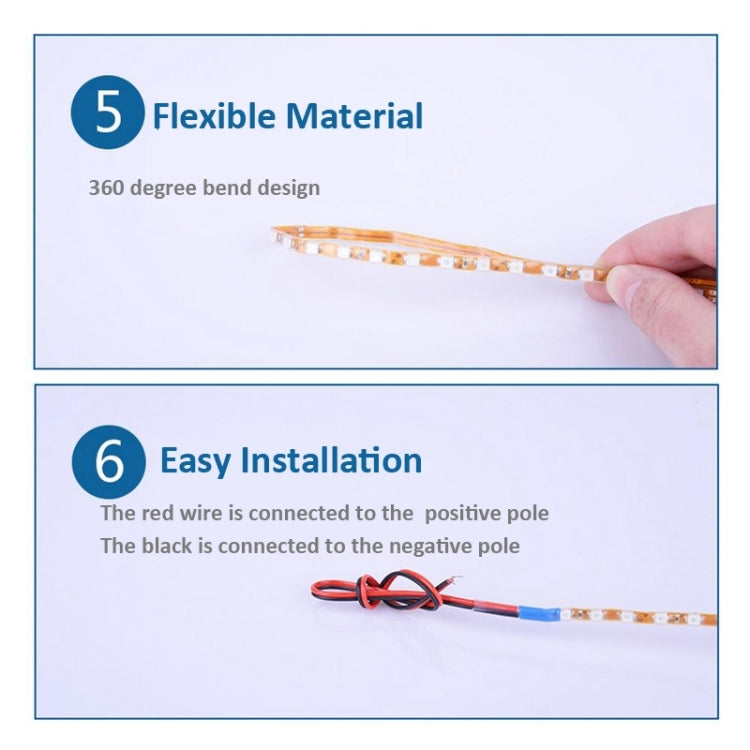 5 PCS Flow Style 45 LED 3528 SMD Waterproof Flexible Car Strip Light for Car Decoration, DC 12V, Length: 45cm, 45cm Yellow, 45cm Dark Blue, 45cm Green, 45cm Ice Blue, 45cm Pink, 45cm Red, 45cm White
