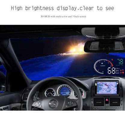 X6 3.5 inch Car OBDII / EUOBD HUD Vehicle-mounted Head Up Display Security System, Support Speed & Water Temperature & Speed Alarm & Fuel Consumption & Battery Voltage, etc., X6