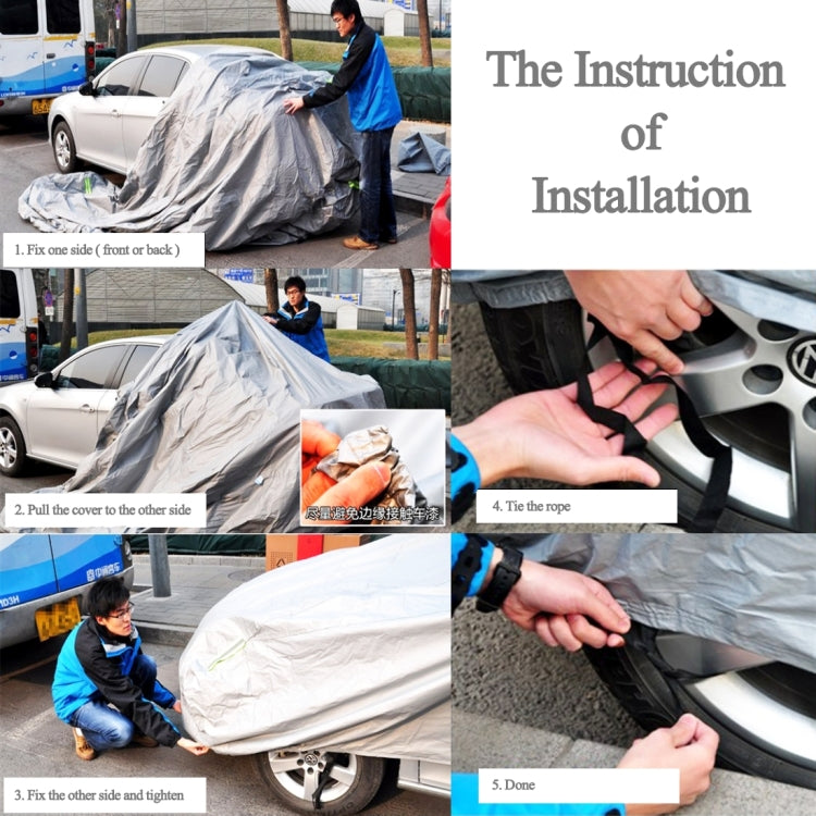 PEVA Anti-Dust Waterproof Sunproof Sedan Car Cover with Warning Strips, Fits Cars up to 4.5m(176 inch) in Length, 176inch (M)