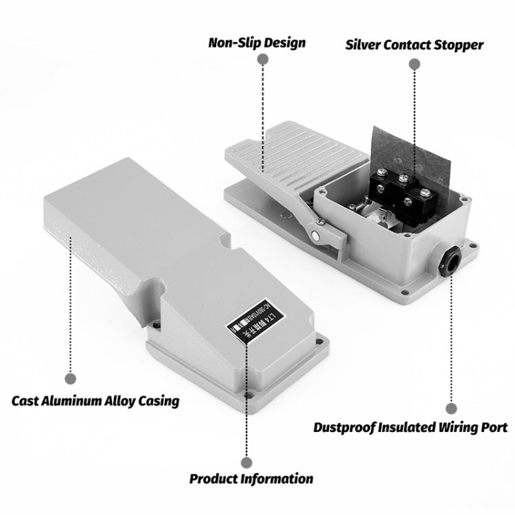 TDLT4 AC 380V 5A Anti-slip Metal Case Foot Control Pedal Switch, TDLT4
