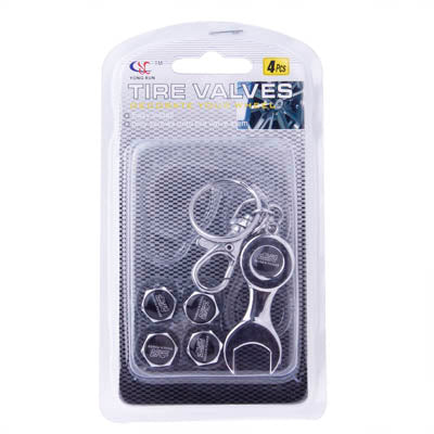 Tire Valve Caps 4 pcs with Wrench Keychain, Tire Valve Caps
