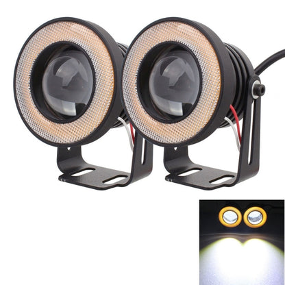 2 PCS 2.5 inch 10W 900LM White + Yellow Light 6500K Waterproof LED Eagle Eye Light for Vehicles, DC 12V, Cable Length: 20cm, 2.5 inch 10W