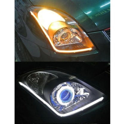 2 PCS  3W 180LM 6500K 597-577nm White + Yellow Wired LED Tube Daytime Running Light DRL Steering Lamp, DC12V, Lamp Length:30cm, 3W 180LM