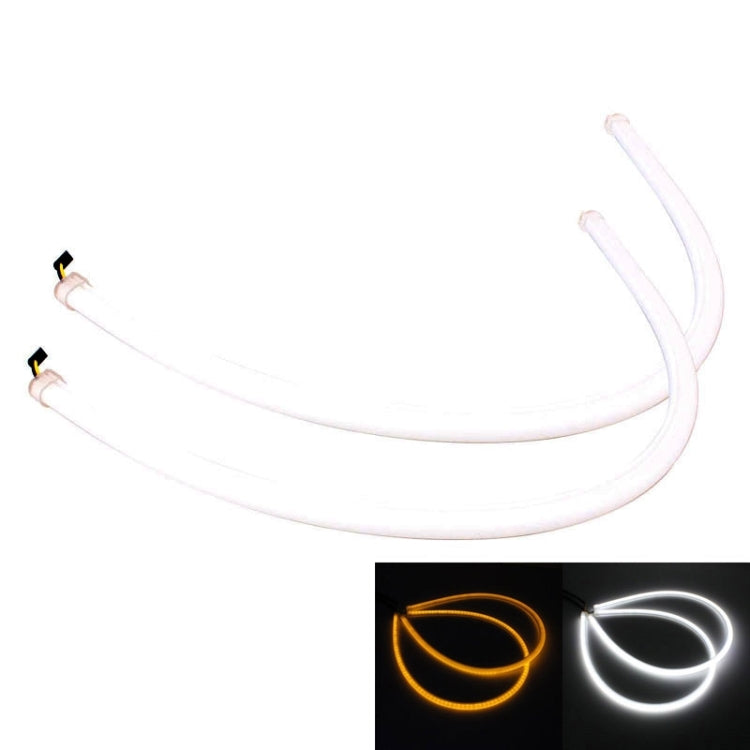 2 PCS  6W 360LM 6500K 597-577nm White + Yellow Wired LED Tube Daytime Running Light DRL Steering Lamp, DC12V, Lamp Length:60cm, 6W 360LM