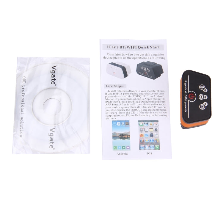 Vgate iCar II Super Mini ELM327 OBDII Bluetooth V3.0 Car Scanner Tool, Support Android OS, Support All OBDII Protocols, Bluetooth V3.0 Orange + Black, Bluetooth V3.0 Blue, Bluetooth V3.0 Green, Bluetooth V3.0 Black, Bluetooth V3.0 Oragne