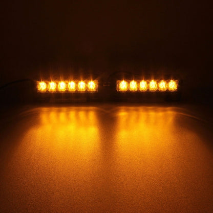 2 PCS  6 inch 6 LED 2 x 18W Car Flash Warning Light Yellow Change White Waterproof Emergency Light, DC 12V, Yellow Change White