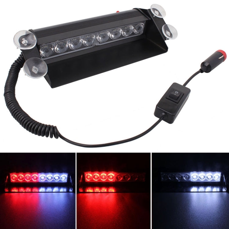 8W 800LM 8-LED 3-Modes Adjustable Angle Car Strobe Flash Dash Emergency Light Warning Lamp with Suckers, DC 12V, Yellow, White + Red, White + Yellow, Red + Blue, Blue, Red, White