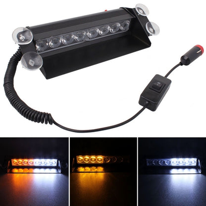 8W 800LM 8-LED 3-Modes Adjustable Angle Car Strobe Flash Dash Emergency Light Warning Lamp with Suckers, DC 12V, Yellow, White + Red, White + Yellow, Red + Blue, Blue, Red, White