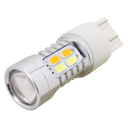 2PCS T20 10W 700LM Yellow + White Light Dual Wires 20-LED SMD 5630 Car Brake Light Lamp Bulb, Constant Current, DC 12-24V, T20 Dual Wires
