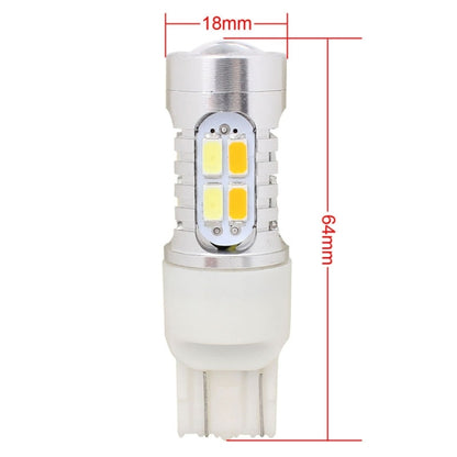 2PCS T20 10W 700LM Yellow + White Light Dual Wires 20-LED SMD 5630 Car Brake Light Lamp Bulb, Constant Current, DC 12-24V, T20 Dual Wires