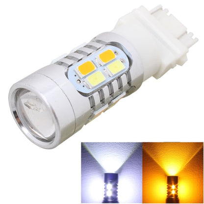 2PCS T25 10W 700LM Yellow + White Light Dual Wires 20-LED SMD 5630 Car Brake Light Lamp Bulb, Constant Current, DC 12-24V, T25 Dual Wires