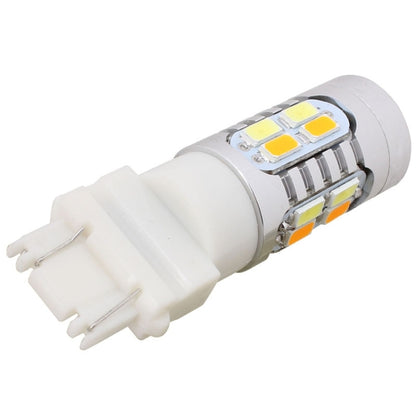 2PCS T25 10W 700LM Yellow + White Light Dual Wires 20-LED SMD 5630 Car Brake Light Lamp Bulb, Constant Current, DC 12-24V, T25 Dual Wires