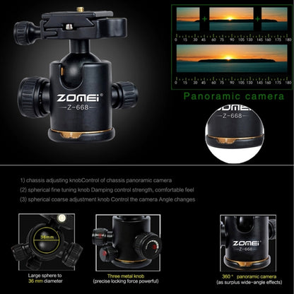 ZOMEI Z688 Portable Professional Travel Magnesium Alloy Material Tripod Monopod with Ball Head for Digital Camera, Z688