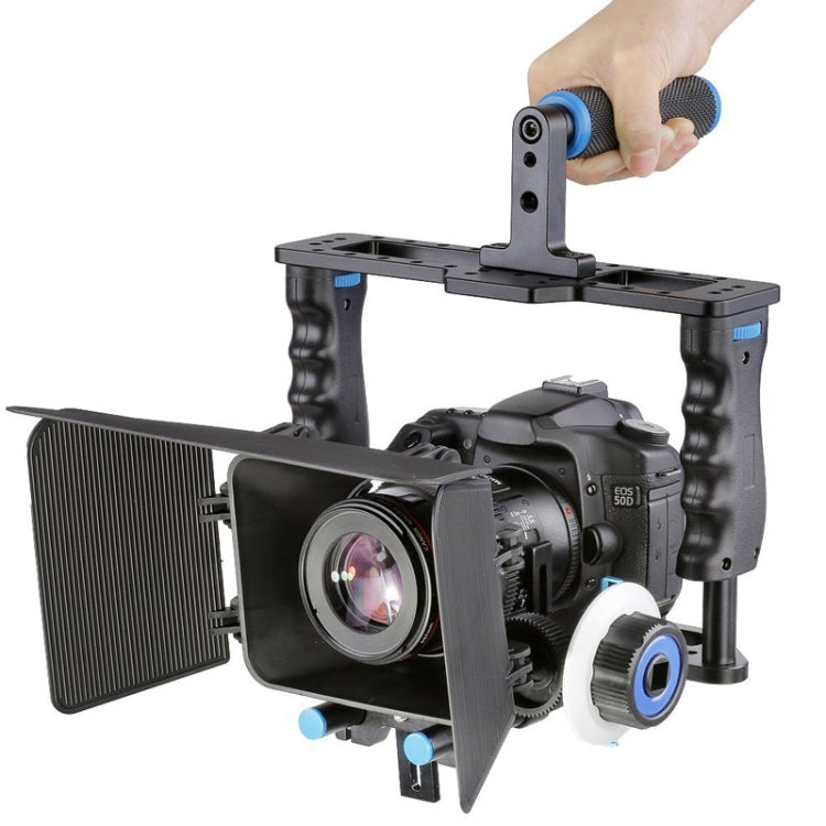 YELANGU YLG1103A-B Large Handle Video Camera Cage Stabilizer + Matte Box Kit for DSLR Camera / Video Camera