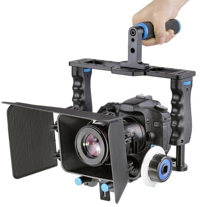 YELANGU YLG1103A-B Large Handle Video Camera Cage Stabilizer + Matte Box Kit for DSLR Camera / Video Camera