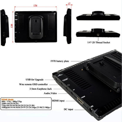 FEELWORLD FW-759 7 inch Slim Design 1280 x 800 Camera Field Monitor HDMI 1080P