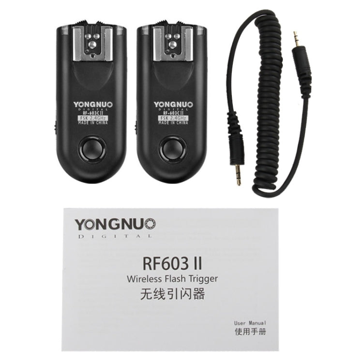2 PCS YONGNUO RF603C II FSK 2.4GHz Wireless Flash Trigger with C1 Shutter Connecting Cable, RF603C II