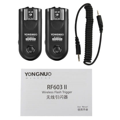 2 PCS YONGNUO RF603C II FSK 2.4GHz Wireless Flash Trigger with C1 Shutter Connecting Cable, RF603C II