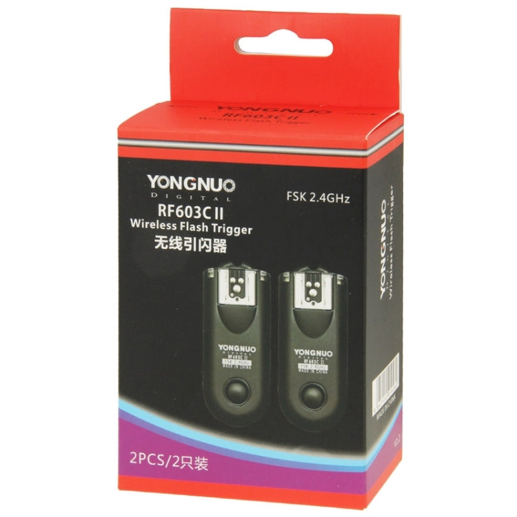 2 PCS YONGNUO RF603C II FSK 2.4GHz Wireless Flash Trigger with C1 Shutter Connecting Cable, RF603C II