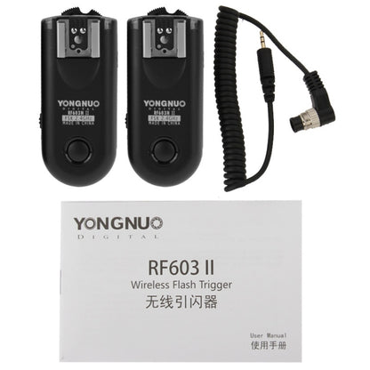 2 PCS YONGNUO RF603N II FSK 2.4GHz Wireless Flash Trigger with N1 Shutter Connecting Cable, RF603N II