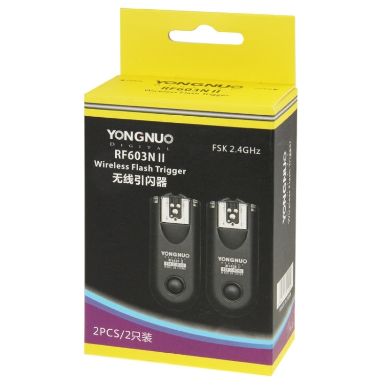 2 PCS YONGNUO RF603N II FSK 2.4GHz Wireless Flash Trigger with N1 Shutter Connecting Cable, RF603N II