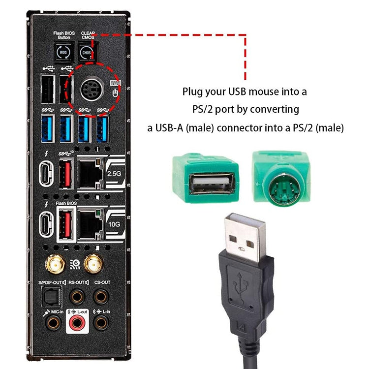 10 pcs USB Female to PS Male Convertor Plug