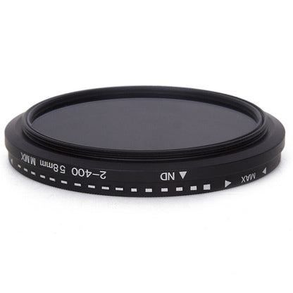 58mm ND Fader Neutral Density Adjustable Variable Filter ND 2 to ND 400 Filter, 58mm