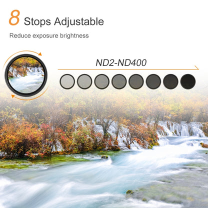 72mm ND Fader Neutral Density Adjustable Variable Filter ND 2 to ND 400 Filter, 72mm
