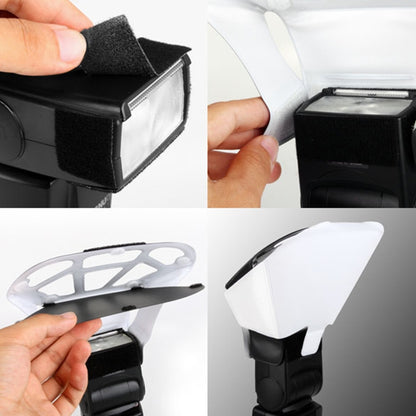 Universal FB-10X Camera Top Flash Light Speedlite Bounce Focus Flash Diffuser with 3 PCS Removable Color Light Reflector, FB-10X
