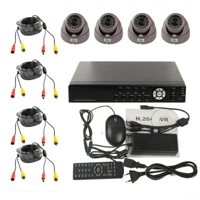 4-CH Embedded Digital Video Recorder Kit (6mm Lens, IR Distance: 25m, H.264 (8204EV+622A), 25m 8204EV+622A, 1 / 3 Sony CCD, 420TVL, 24 x IR LED