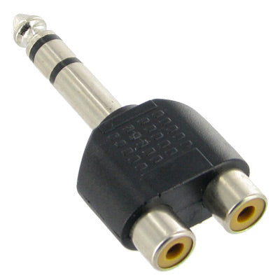 6.35mm Male to 2 RCA Stereo Headphone Jack Adapter, 6.35mm to 2 RCA Female