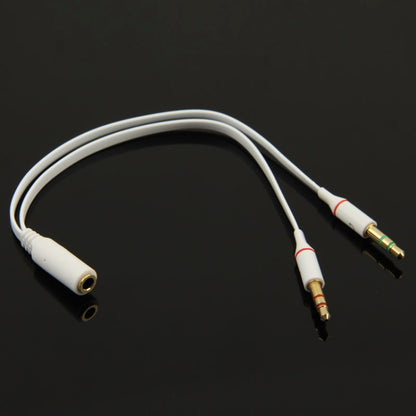 3.5mm female to 3.5mm Male Microphone Jack + 3.5mm Male Earphone Jack Adapter Cable, White