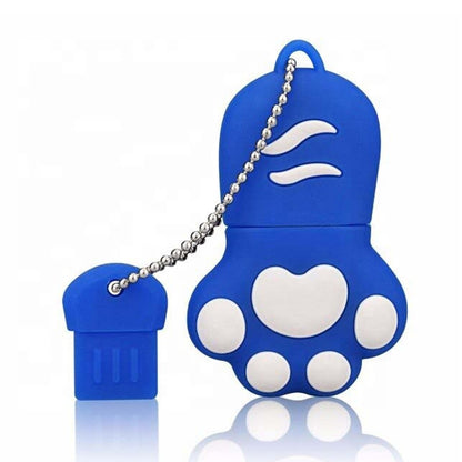 16GB Bear Paw Shaped Silicone USB 2.0 Flash Disk with Anti Dust Cup, 16GB (Blue)