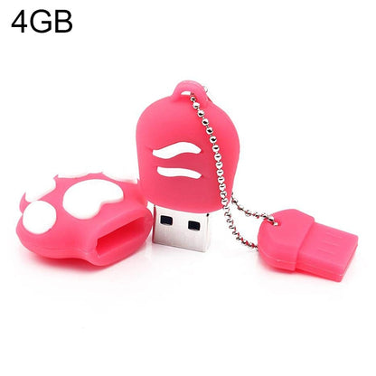 4GB Bear Paw Shaped Silicone USB 2.0 Flash Disk with Anti Dust Cup, 4GB (Red Plum)
