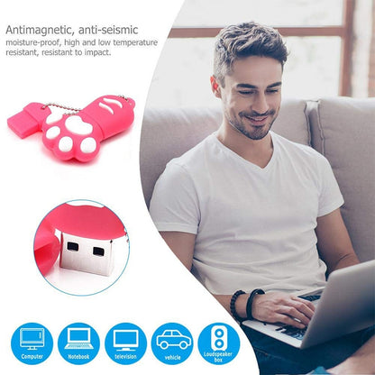 2GB Bear Paw Shaped Silicone USB 2.0 Flash Disk with Anti Dust Cup, 2GB (Red Plum)
