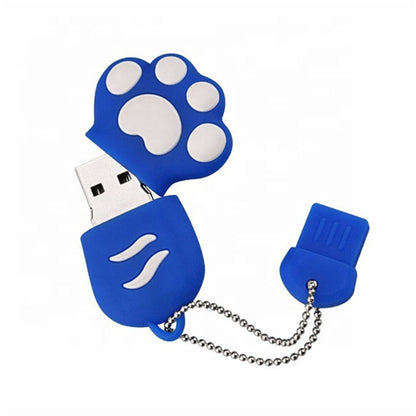 4GB Bear Paw Shaped Silicone USB 2.0 Flash Disk with Anti Dust Cup, 4GB (Blue)