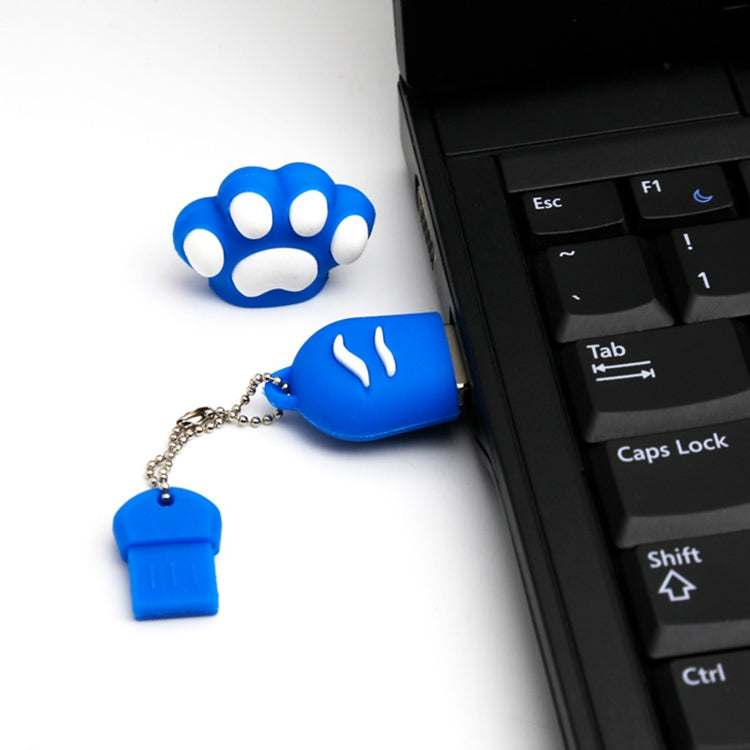 4GB Bear Paw Shaped Silicone USB 2.0 Flash Disk with Anti Dust Cup, 4GB (Blue)