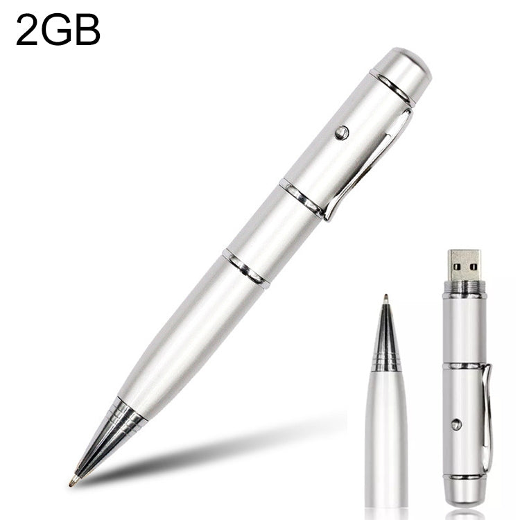 3 in 1 Laser Pen Style USB Flash Disk, Silver (2GB), 2GB (Silver)