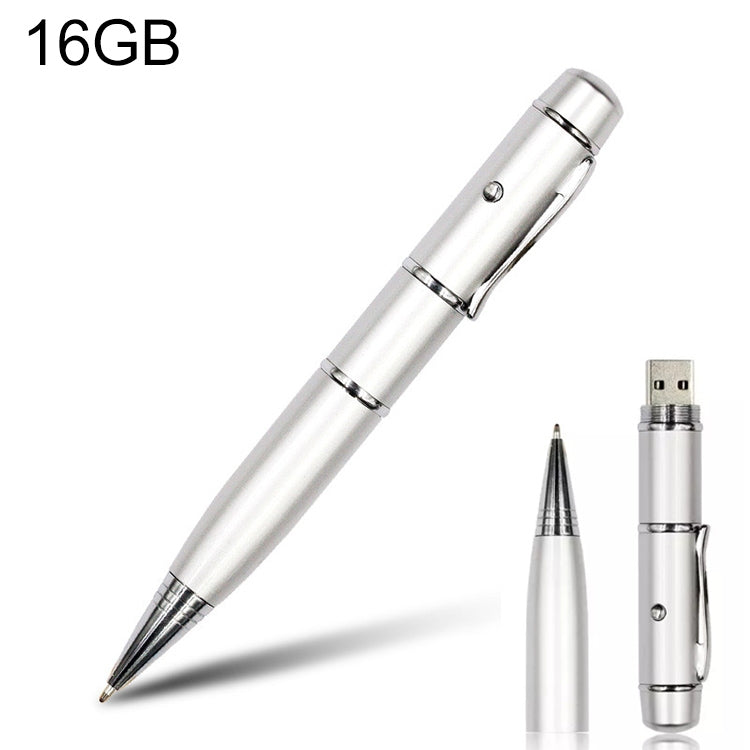 3 in 1 Laser Pen Style USB Flash Disk, Silver (16GB), 16GB (Silver)
