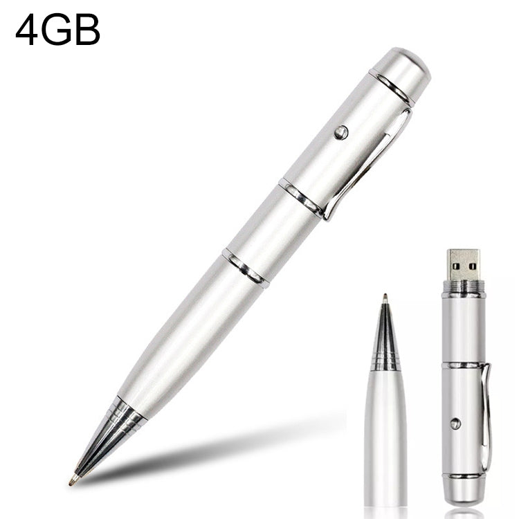 3 in 1 Laser Pen Style USB Flash Disk, Silver (4GB), 4GB (Silver)