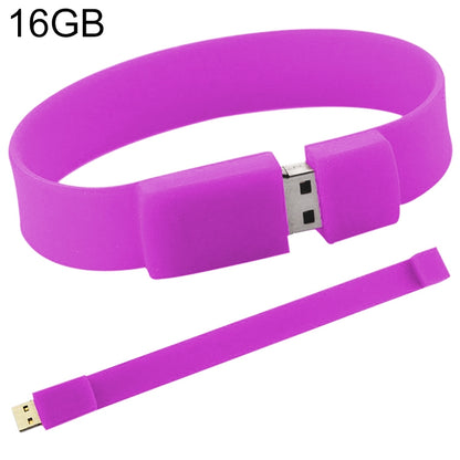 16GB Silicon Bracelets USB 2.0 Flash Disk, 16GB (Purple)