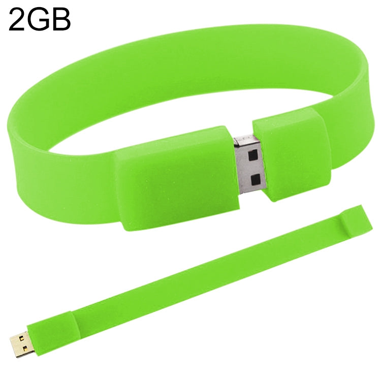 2GB Silicon Bracelets USB 2.0 Flash Disk, 2GB (Green)