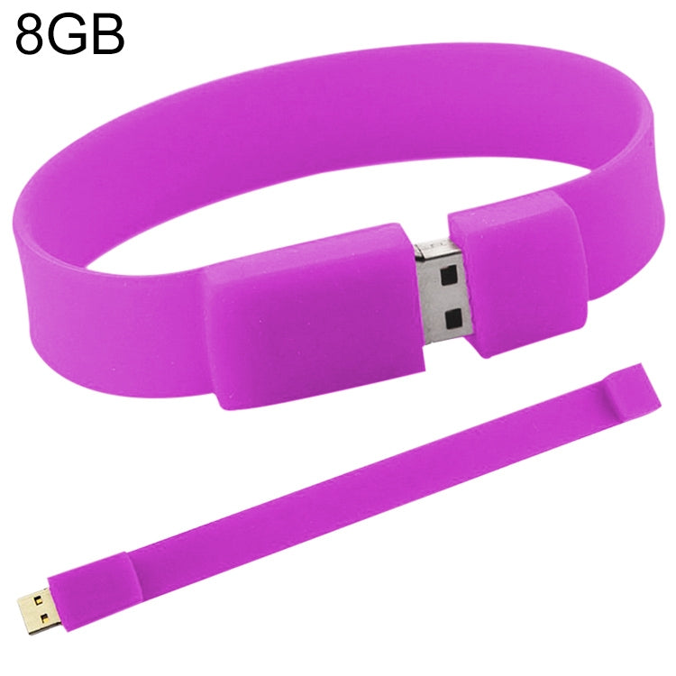 8GB Silicon Bracelets USB 2.0 Flash Disk, 8GB (Purple)