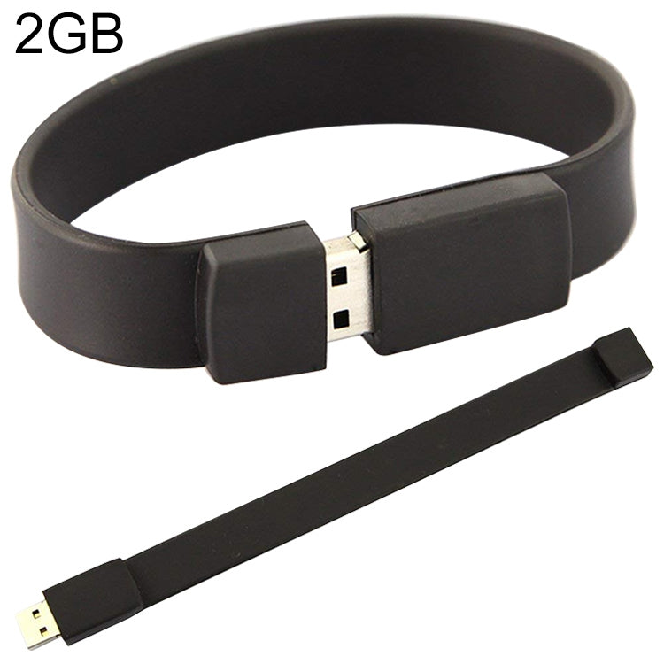 2GB Silicon Bracelets USB 2.0 Flash Disk, 2GB (Black)