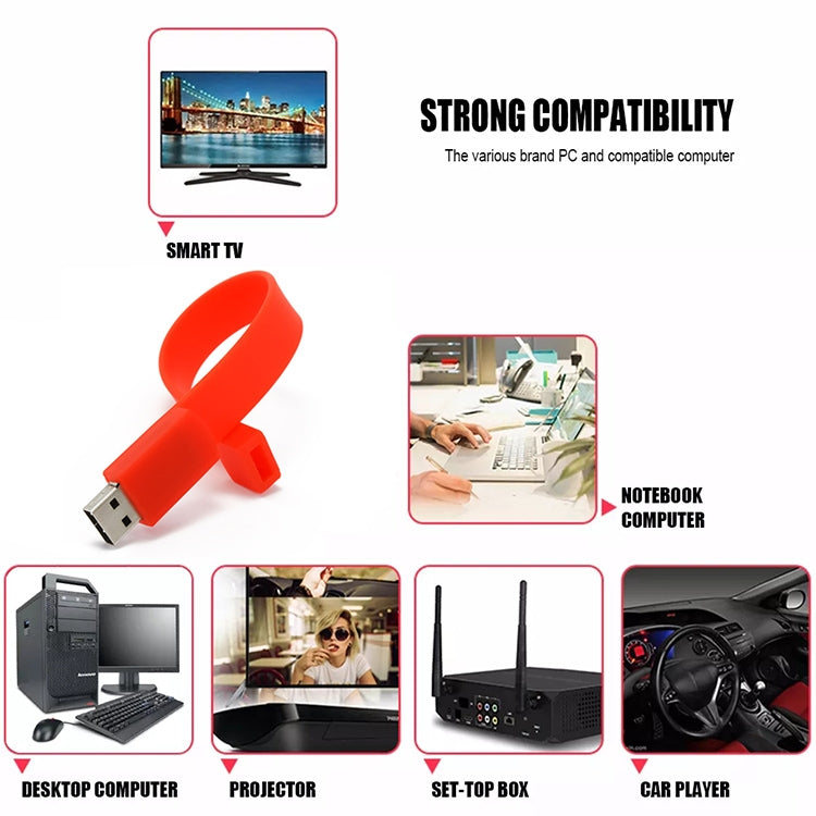 2GB Silicon Bracelets USB 2.0 Flash Disk, 2GB (Black)