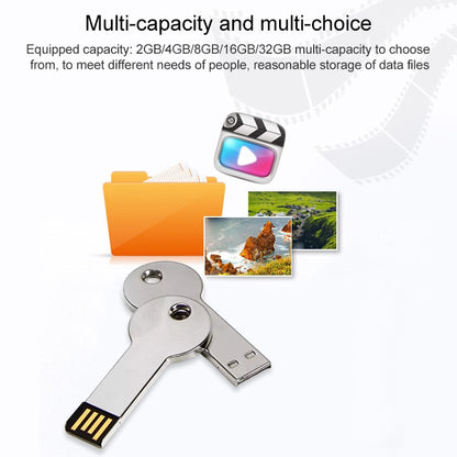 Silver Metal Key Style USB 2.0 Flash Disk (16GB)(Silver), 16GB