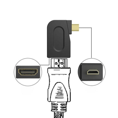 Gold Plated Micro HDMI Male to HDMI 19 Pin Female Adaptor with 90 Degree Angle, Micro HDMI to HDMI