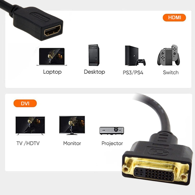 30cm HDMI Female to DVI 24+5 Pin Female Adapater Cable, HDMI Female to DVI 24+5